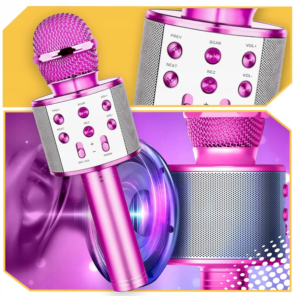 MIKROFON BEZPRZEWODOWY KARAOKE DLA DZIECI BLUETOOTH Z GŁOŚNIKIEM GŁOŚNIK Rodzaj do karaoke